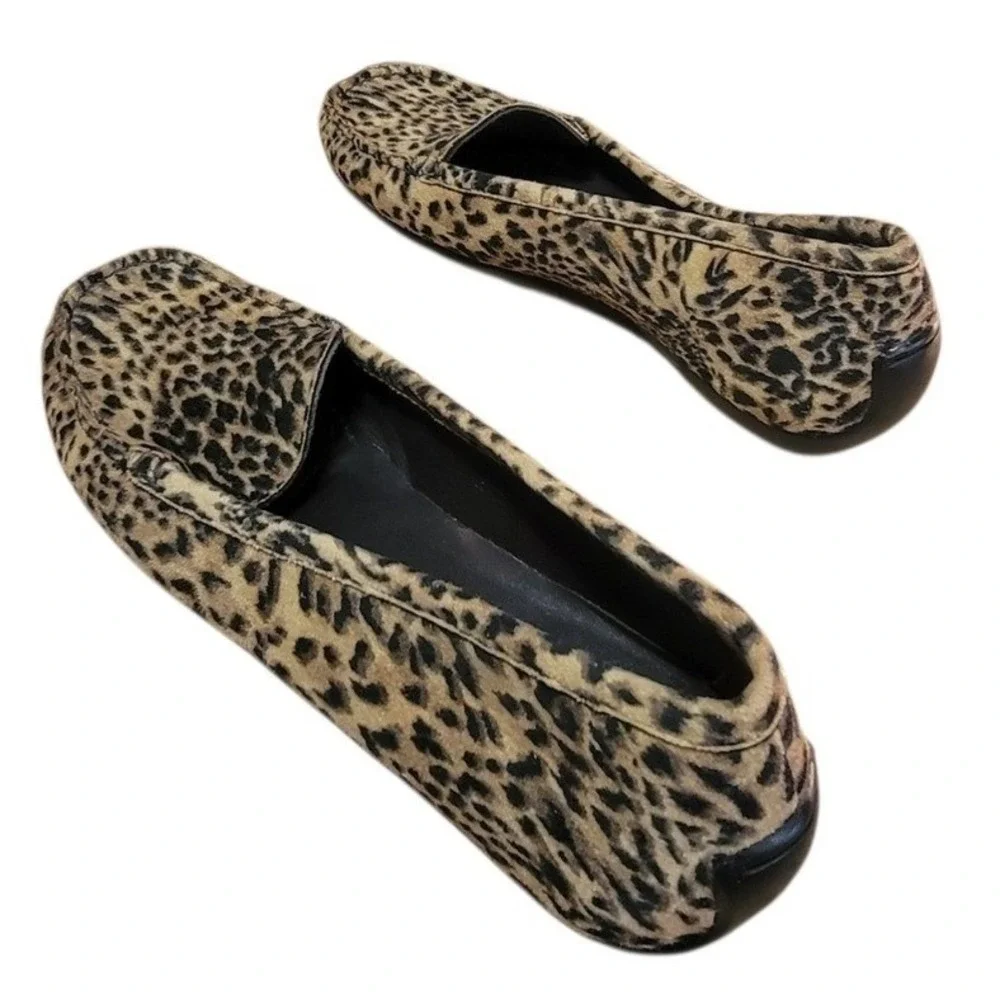 Womens Leopard Print Driving Loafers Animal Pattern Slip On‎ Moc Toe Shoes 8.5